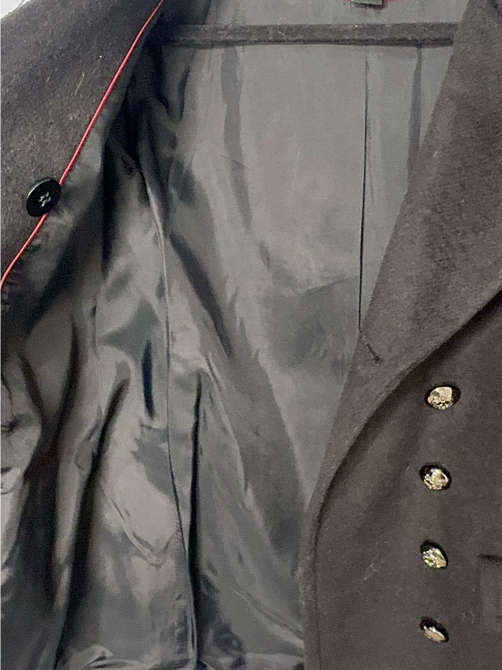 NWOT Forever 21 Black Double Breasted Pea Coat with military buttons - Picture 7 of 8